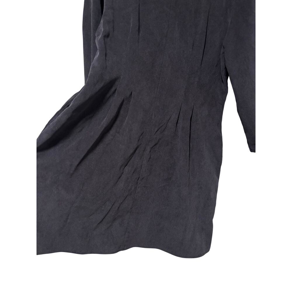 Zara Women’s Black Faux Suede Shift Dress Balloon Sleeve Back Zip Size Medium - Picture 6 of 10